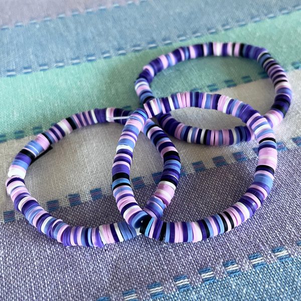 Lavender beaded clay bracelet